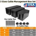 3 Sets Large Cable Management Box Cable Cord Organizer Hider for TV Computer USA