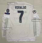 New M Cristiano Ronaldo Long Sleeve #7 Real Madrid Jersey 2015/16 Final White