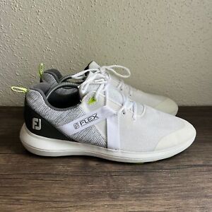 FootJoy FJ Flex Spikeless Golf Shoes Lace Up White Gray 56101S Mens Size 11.5 US
