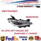 Front Right Side Headlight Fits For 2016-2017 Chrysler 200(Submodel: C, Limited) (For: 2016 Chrysler 200 Limited 2.4L)
