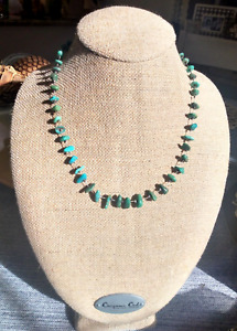 Sterling silver vintage turquoise nugget necklace 18