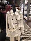 BNWT Coach F34022 C4Q Porcelain Solid Short Trench Coat Jacket Double Breasted