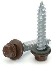 #14 Hex Washer Head Roofing Screws Mechanical Galvanized | Brown Finish