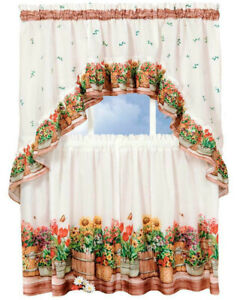 Country Garden Complete Kitchen Curtain Tier and Swag Set