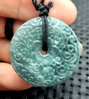 Certified Blue Green Natural Type A Jadeite Moire Safety Circle Donut Pendant