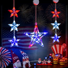 4Th of July Lights, 3 Pack Red White and Blue Window Lights with Suction Cup, Ba