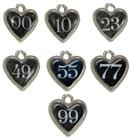 Custom Jersey Number Silver Heart Charms Add To Any Jewelry Item Choose 50-99