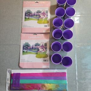 ✨Unicorn Birthday   Party Bundle, cups, center piece ,gift wrap | 54 PIECES