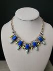 LOFT Goldtone Statement Necklace With Faceted Clear & Colored Stones Pre-owned
