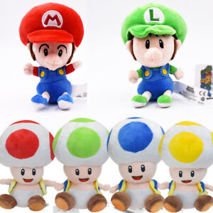 Super  Bros Mushroom Toad Plush Toys Mario Luiji Soft Stuffed Doll Xmas Gifts