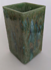Vintage Monterey Jade, Glazed Tall Square Pottery Vase, Carmel California