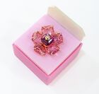 NEW 100% Authentic SWAROVSKI Gold Pink Flower Florere  Cocktail Ring 5657281
