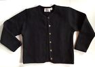 Vintage Tally Ho Cardigan Sweater Womens Small Black Wool Metal Button Up