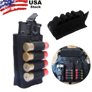 Tactical Molle Magazine Pouch with 4 Rounds 12Gauge Shotgun Shell Elastic Holder