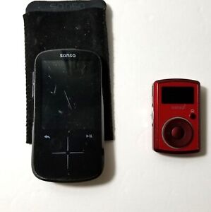 LOT 2- SanDisk Sansa Fuze+ Black ( 8 GB ) 1 2in (2 GB) Red  2 USED