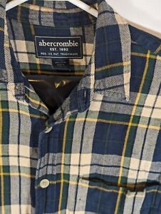 Abercrombie & Fitch Men's XL Flannel Vintage Green Plaid