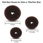 3pcs Mini Kids Hair Donuts Bun Maker Mesh Chignon Ballet Dance Sock Bun Brown