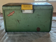 Vintage Poloron Thermaster Cooler Green Western Field 1950s Aluminum 20x12x10