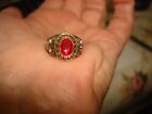 Vintage SOUTH MARY HAWKS 94 JLS 10k Gold Signet Class Ring Ruby Color Stone 6.25