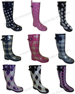New Women's Colors Flat Festival Mid Calf Rubber Snow & Rain Boots Styles, Sizes