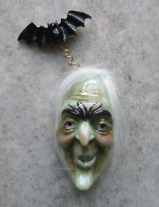 New ListingVintage Style Halloween WITCH and BAT Adornment Pin Brooch signed
