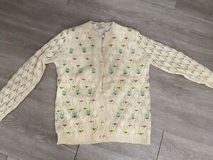 Vintage McMullen 100% Wool Floral Cardigan 1960’s Hong Kong Small
