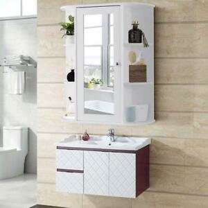 Home Bathroom Wall Mount Cabinet Storage Shelf Over Toilet w/ Mirror Door