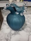 New ListingCreative Glass Vase With Wave Opening Design Blue In Color