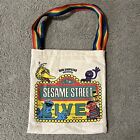 VTG 80's Sesame Street Live Canvas Bag Bert Ernie BigBird Grover Cookie Rainbow!