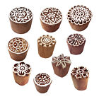 Henna Print Stamps Classy Small Round Shape Wooden Blocks (Set of 10)