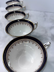 Aynsley Leighton Cobalt Gold Footed English Bone China 1646 SET OF 5 CUPS