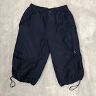 Nike 3/4 Shorts Mens Large L Navy Drawstring Pockets Cotton Polyester Y2K 00s