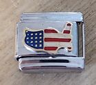 United States Shaped USA American Flag America Italian Charm Bracelet Link 9mm