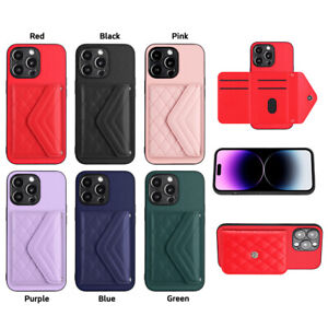 For iPhone 15 Pro Max 15 XR 7 Fashion Shockproof Case Card Wallet Leather Cover