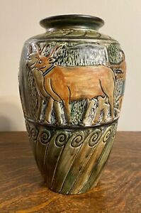 Weller Pottery Decorated Burntwood or Lebanon Vase Very Nice!