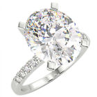 3.57 Ct Oval Cut VS2/D Solitaire Pave Diamond Engagement Ring 14K White Gold