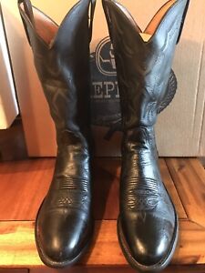 FINE LUCCHESE 2000 HANDMADE SIZE 12 D  BLACK  MENS COWBOY BOOTS
