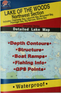 Lake of the Woods Northwest Sect. Detailed Fishing Map (Canada) Waterproof #Q271