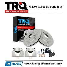 TRQ Front Brake Calipers Pads Drilled Rotors Fits 91-93 DeVille 91-92 Fleetwood