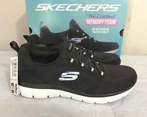 NEW Skechers Women's Air-Cooled Memory Foam Sneaker Shoes - PICK SIZE - BLACK