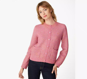 Kate Spade Women’s NWT Pink Textured Sparkle Merino Wool Cardigan Size XS $400