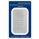 Argor Heraeus 1 oz .9995 Fine Palladium Suisse Bar - In Assay