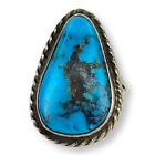 Vintage Native American Navajo Sterling Silver Turquoise Teardrop Ring Size 6