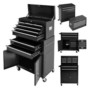 8-Drawer Rolling Tool Chest Steel Combination Set Black