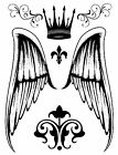 ANGEL WINGS CROWN LARGE SHEET TAT Temporary Tattoo