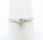 14K White Gold Small Diamond Accent Bypass (4) Prong Solitaire Ring Size 5.75