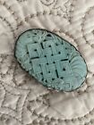 Antique Chinese Carved Turquoise and Sterling Silver Brooch - 2