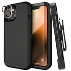 For iPhone 15 14 13 12 11 8 7 Plus Pro MAX Shockproof Defender Black Case+Screen