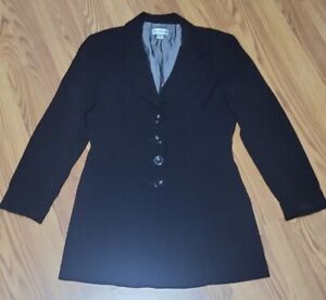 Womens M Black Bebe Blazer Suit Jacket 8 Vintage Trench Coat Top