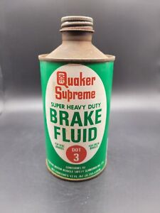 New ListingQuaker Supreme Brake Fluid 12 Ounce Cone Top Tin Can , Vintage Collectible